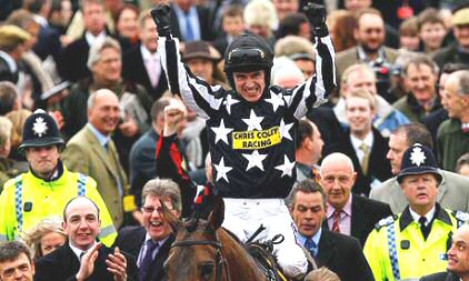 Imperial Commander being led in after wining the Ryanair Chase, Cheltenham 2009